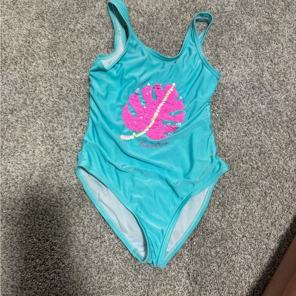Nautica Kids Swim One Piece - Aqua and Pink - Picture 1 of 1